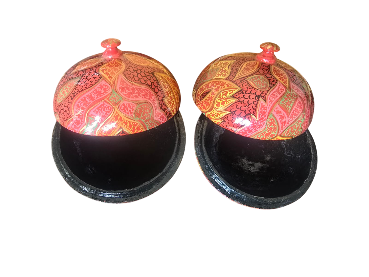 Paper mache box,kashmiri paper mache,paper mache box with lid,hand painted powder box,handmade paper mache box,kashmir paper mache,2 box set